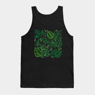 Green Leafy Pattern Tank Top